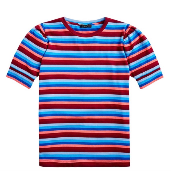 NWT-J.Crew Super Cozy Puff Sleeve Stripe Shirt XS - Picture 12 of 13